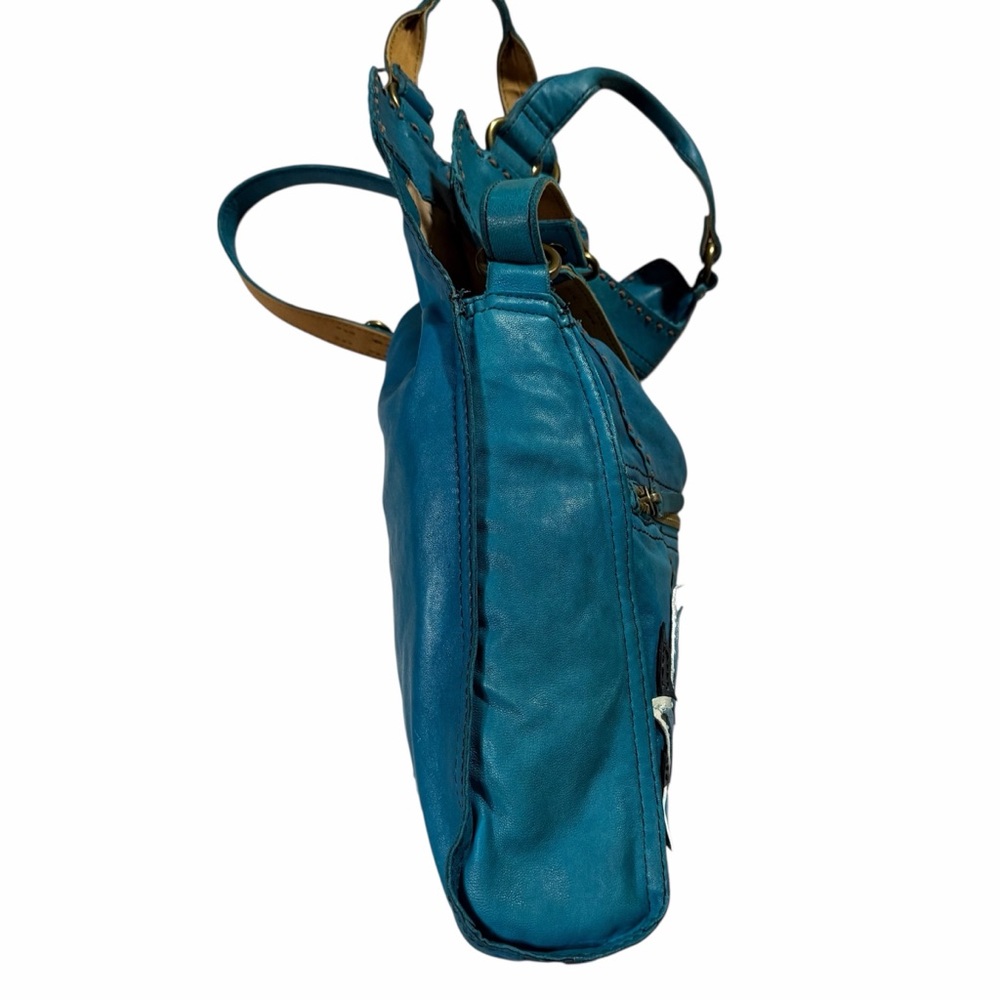 Lucky Brand Abbey Road Turquoise Floral Leather Bag - Picture 5 of 9
